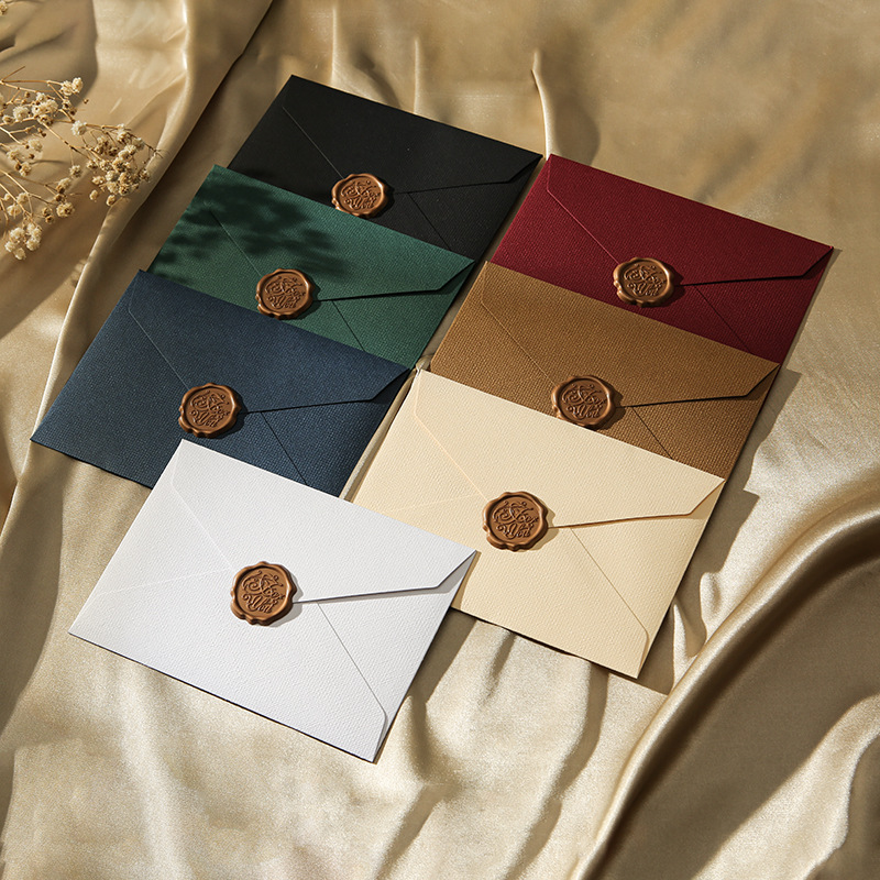 Wax Seal Letter Kit - 10 セット 16x11cm グリーティングカード リネンテクスチャー封筒 クラシック空白封筒