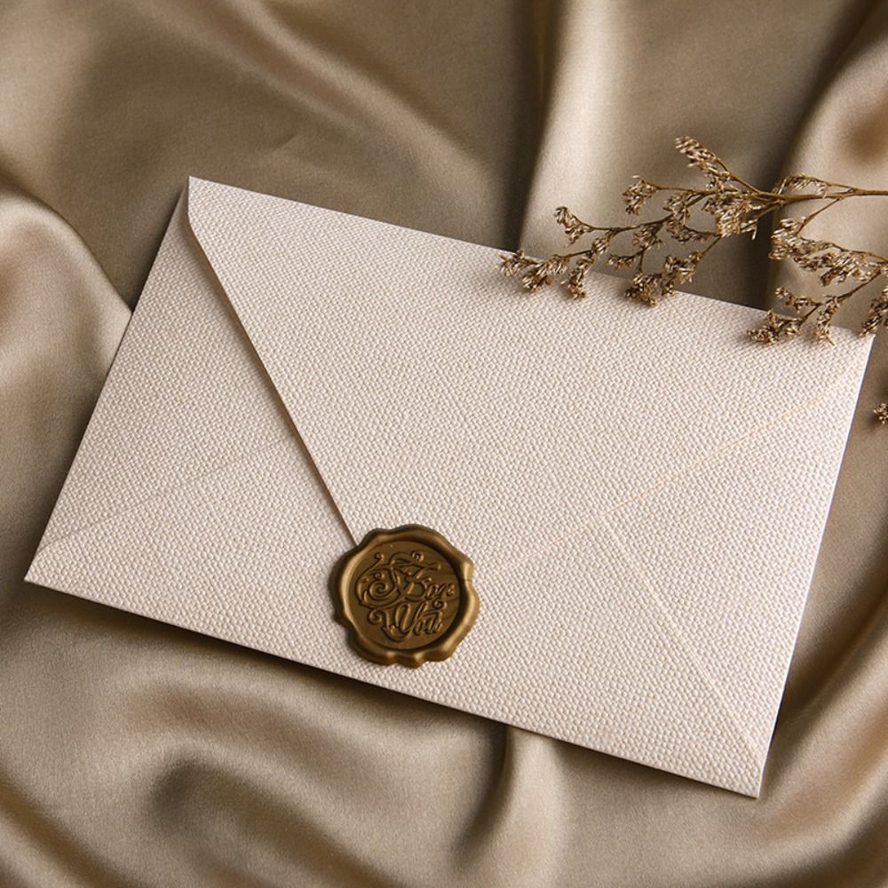 Wax Seal Letter Kit - 10 個のリネンテクスチャレトロ封筒シンプルなシーリングワックスステッカー付き祝福感謝封筒ノスタルジアアート招待状カード