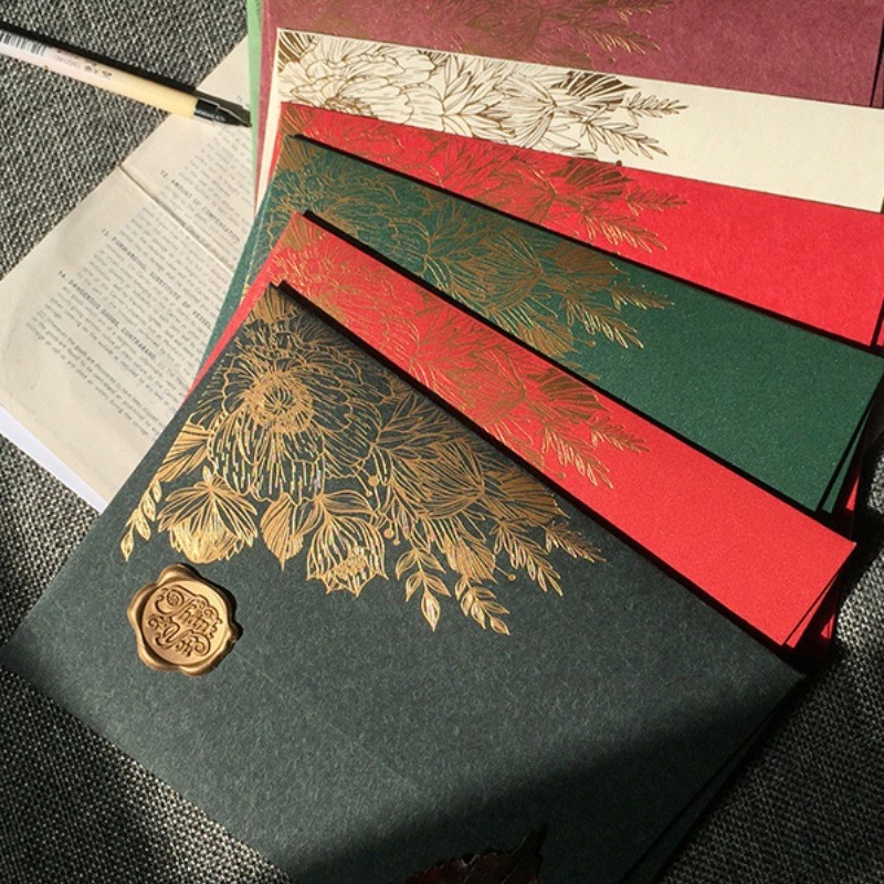 Wax Seal Letter Kit - 10 個/特殊紙カードホットスタンピング招待状封筒、パール紙包装厚い封筒