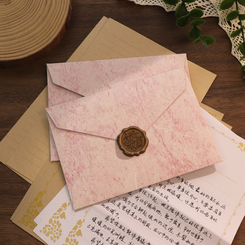 5 個の金色の影封筒チャンネルスタイルテクスチャ封筒手書きラ - Wax Seal Letter Kit のレビューと価格