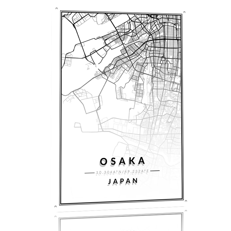 大阪地図 3D テクスチャプリントポスターカスタマイズされた - Custom Map Poster のレビューと価格
