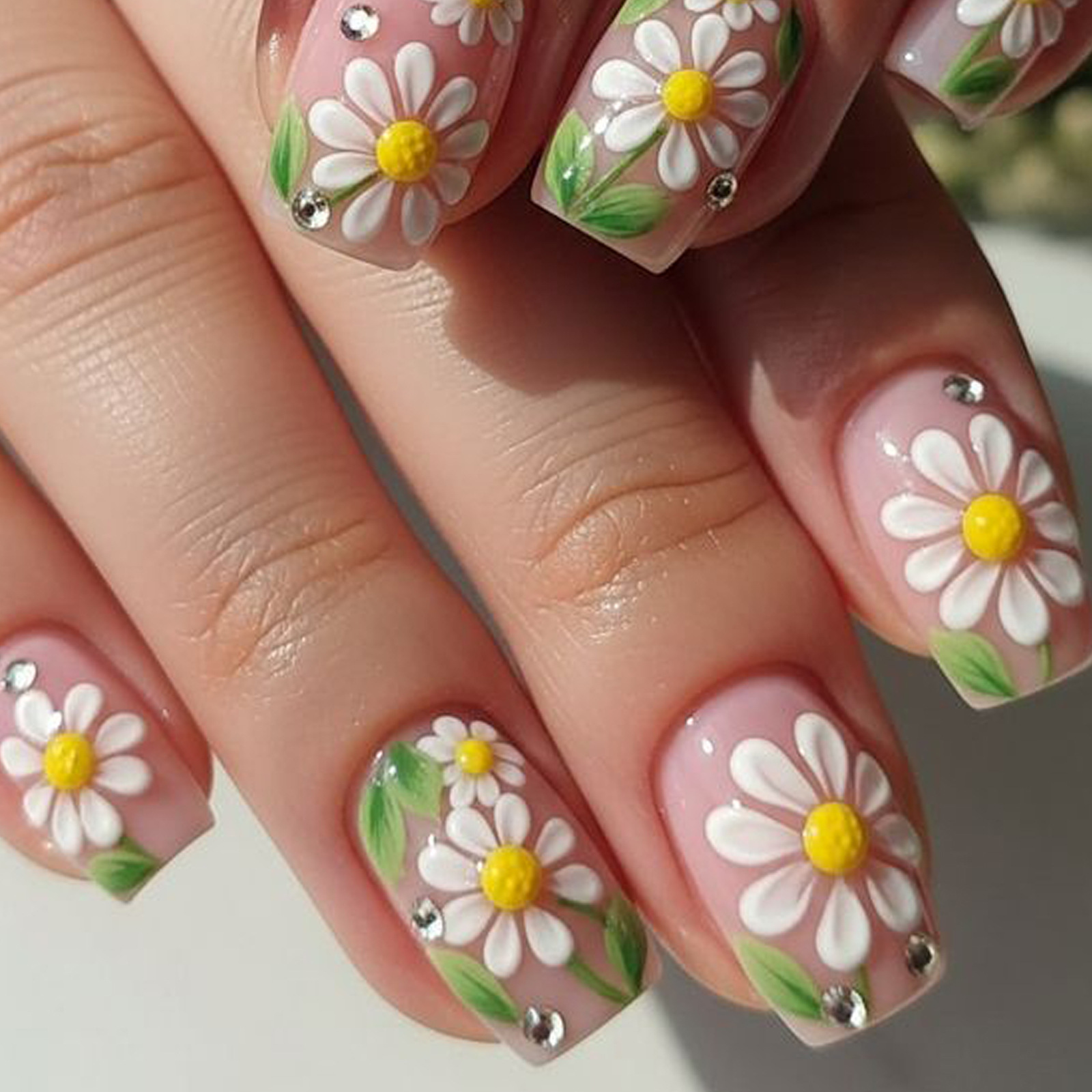 24枚入り 生花柄プレスオンネイルチップ 春夏 スクエア型  - Pressed Flower Art のレビューと価格