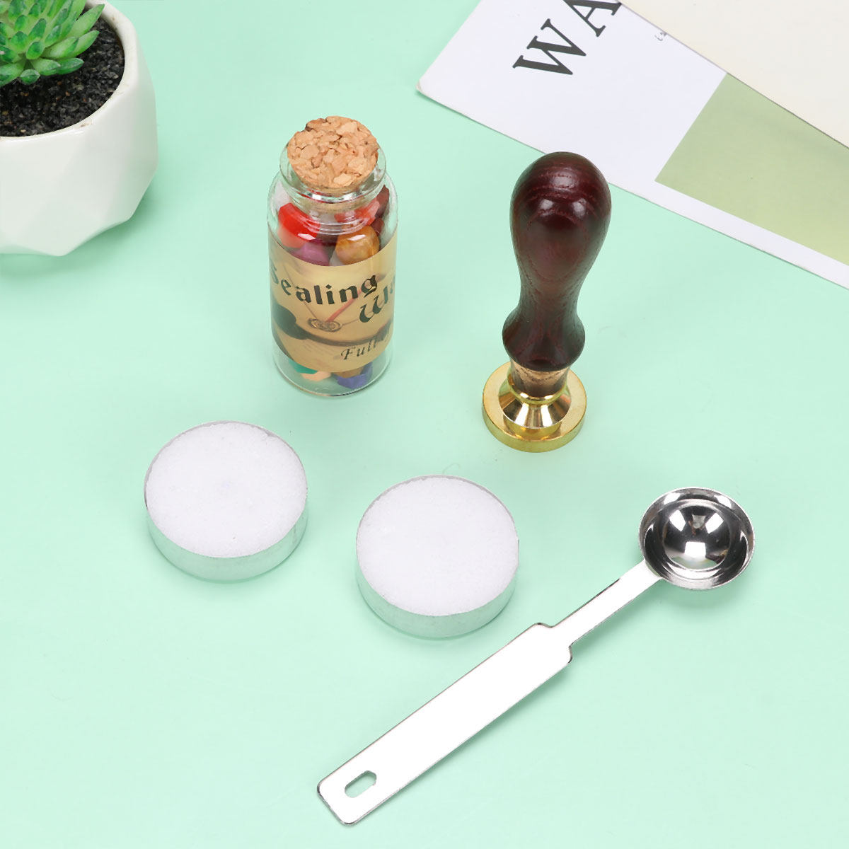 1セット プレミアムシーリングワックススタンプキット 木製と - Wax Seal Letter Kit のレビューと価格