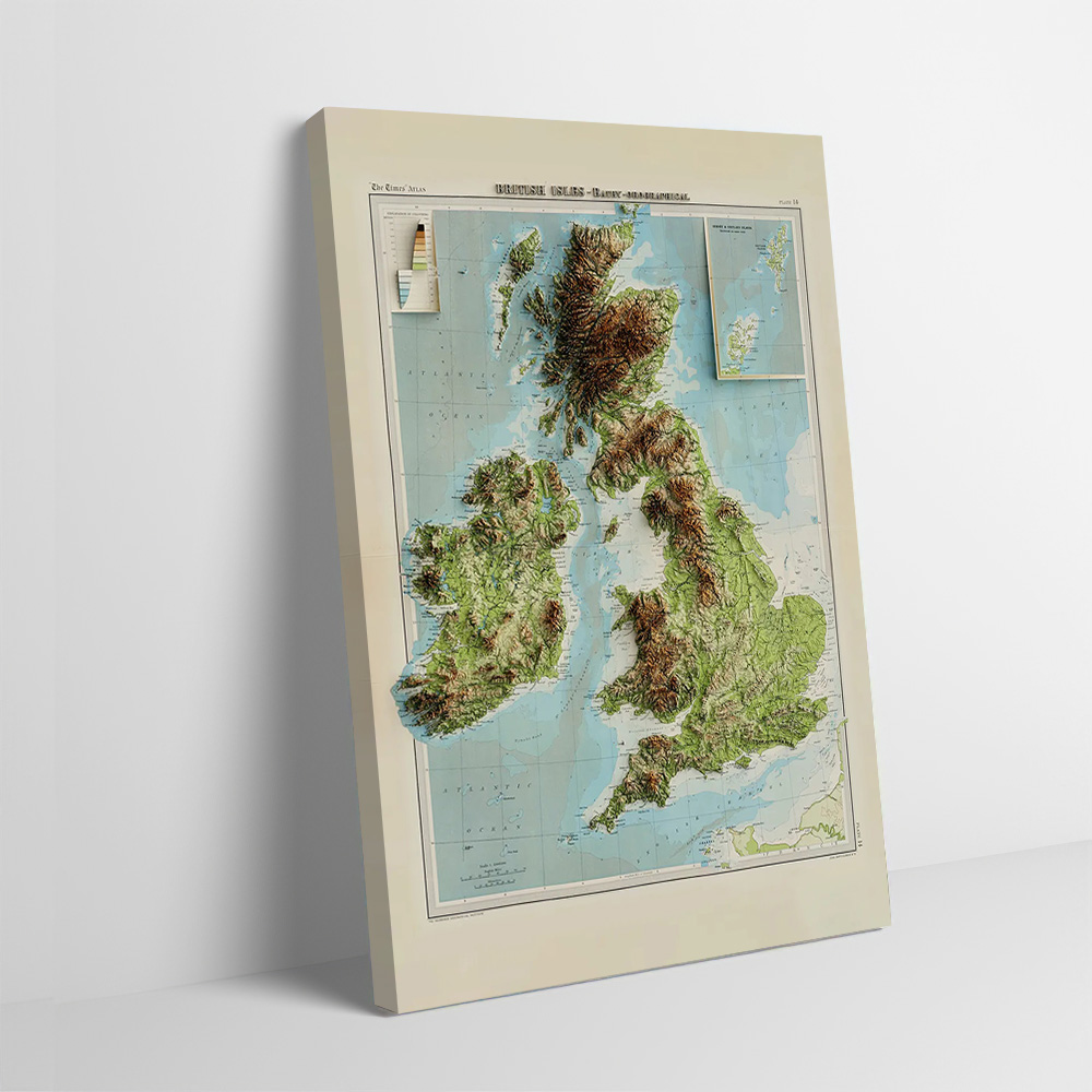 3D レリーフマップ 1922 年英国諸島印刷ポスターカスタ - Custom Map Poster のレビューと価格