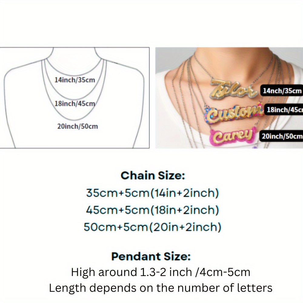 パーソナライズされた二層アクリルネームネックレス、二層のおし - Name Necklace Custom のレビューと価格