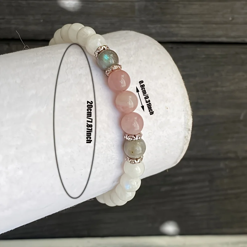 ニュームーンストーン、ラブラドライト、ローズクォーツのブレス - Coordinates Bracelet のレビューと価格
