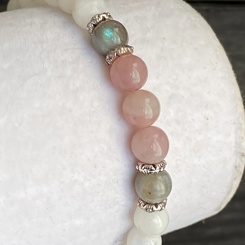 ニュームーンストーン、ラブラドライト、ローズクォーツのブレス - Coordinates Bracelet のレビューと価格