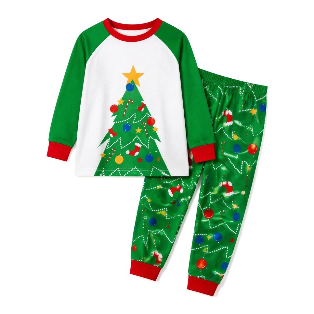 長袖クリスマスパジャマセット、クリスマスツリー柄、ファミリー - Family Tree Print のレビューと価格