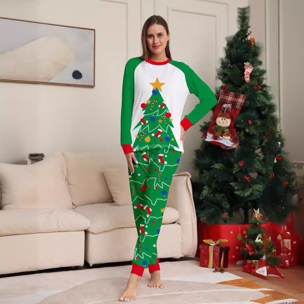 長袖クリスマスパジャマセット、クリスマスツリー柄、ファミリー - Family Tree Print のレビューと価格