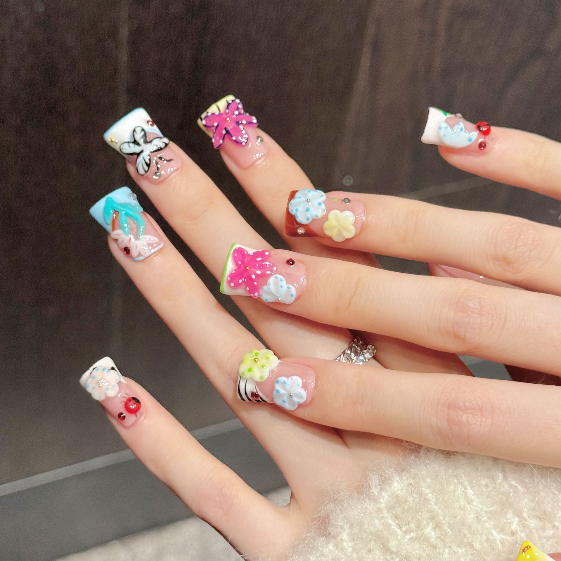 10個入り ダックハンドメイドつけ爪、花蝶の夢、フェスティバ - Pressed Flower Art のレビューと価格