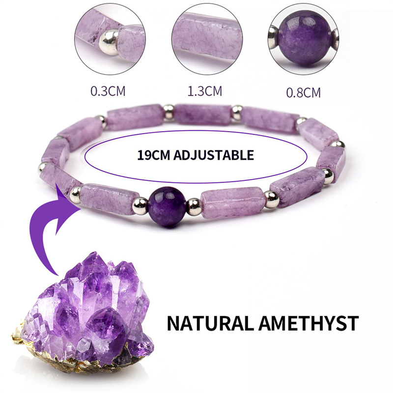 女性のための天然アメジストビーズエネルギーブレスレット,1ピ - Coordinates Bracelet のレビューと価格