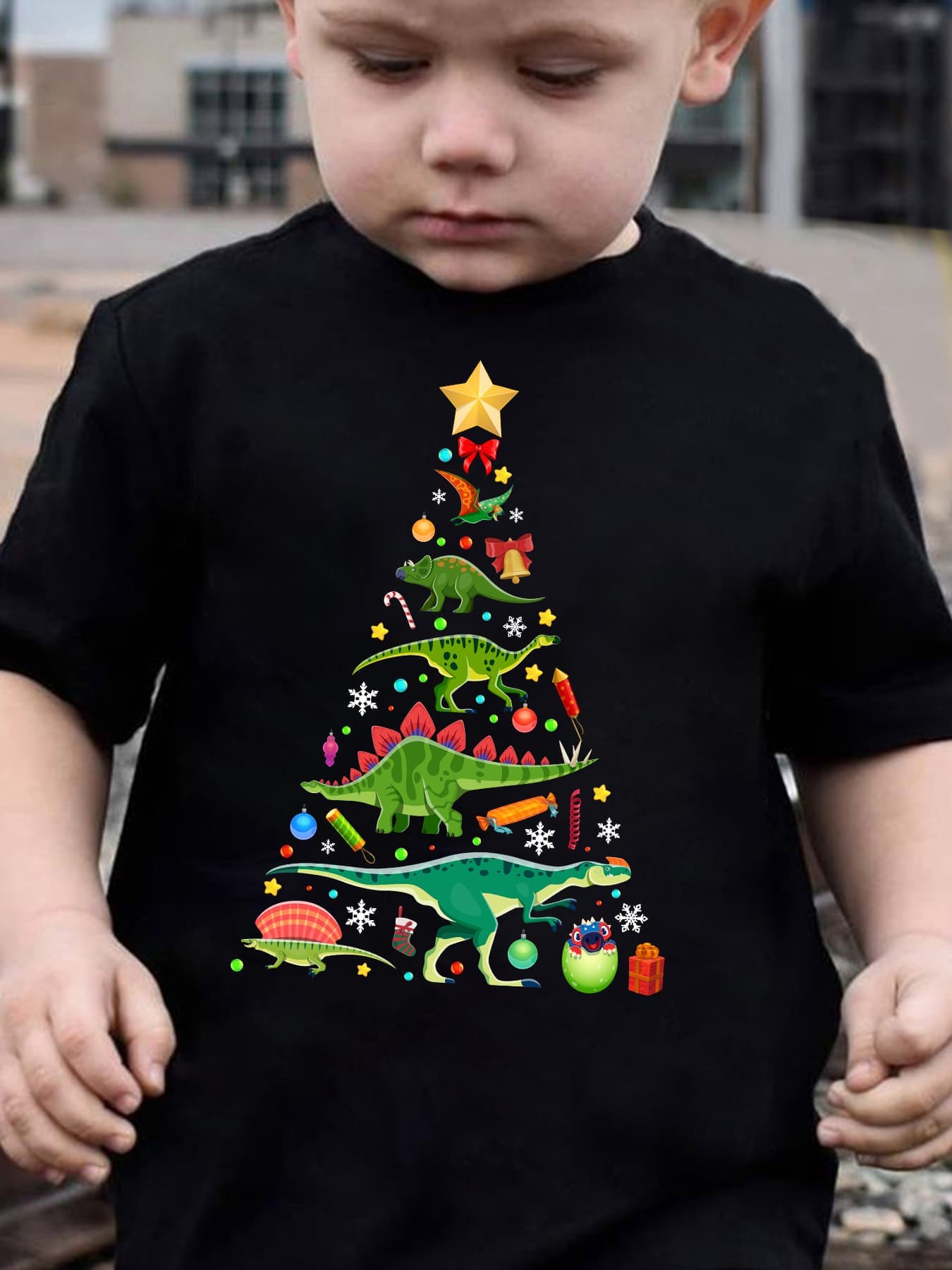クリスマス 夏 子供用ファッションTシャツ 恐竜柄 ファミリ - Family Tree Print のレビューと価格