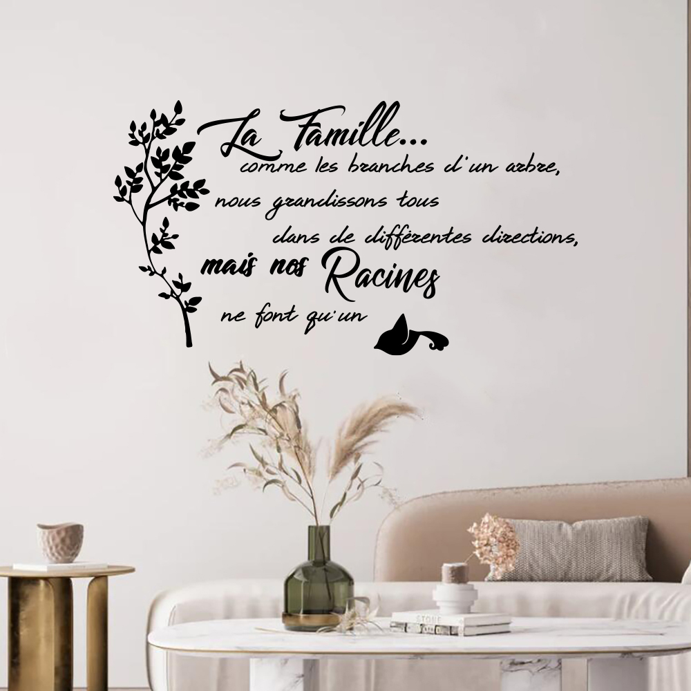 フランス家族引用木鳥ウォールステッカーキッチン寝室ラファミル - Family Tree Print のレビューと価格