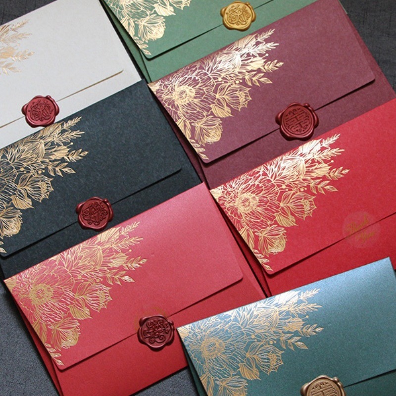10 個/特殊紙カードホットスタンピング招待状封筒、パール紙 - Wax Seal Letter Kit のレビューと価格