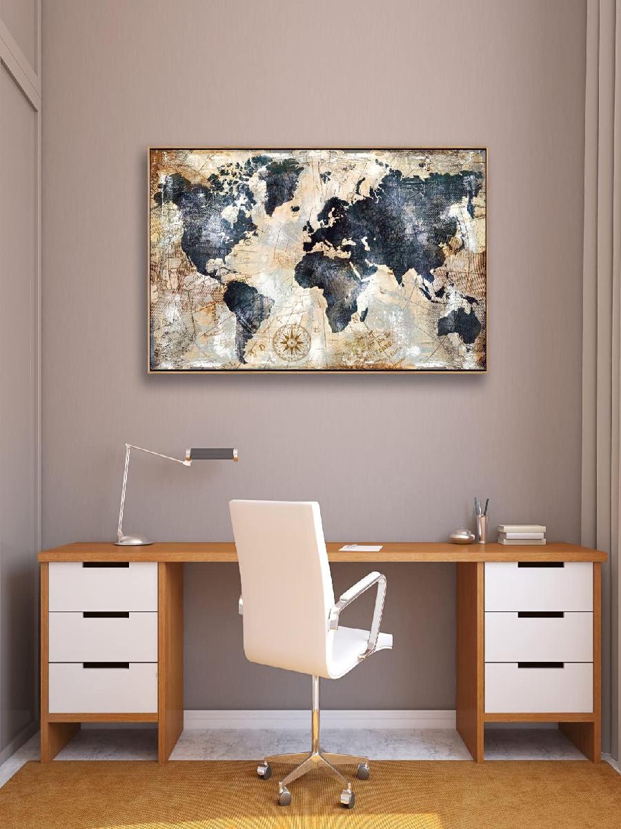 フレーム付き世界地図ウォールアート、航海キャンバスアートワー - Custom Star Map のレビューと価格